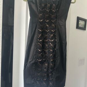 Bebe Black Strapless Sheath Cocktail Dress